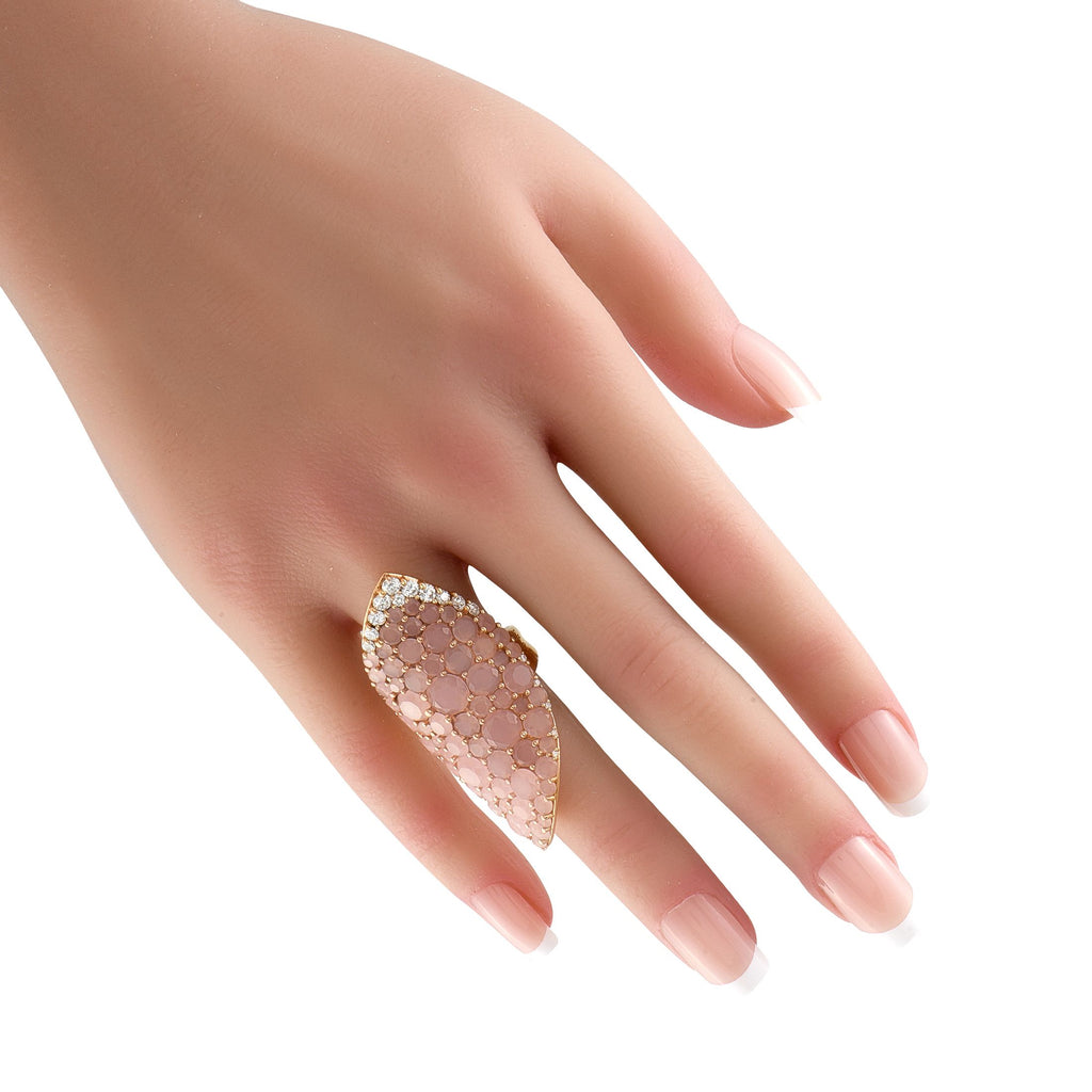 Pasquale BruniLakshmi Gardens 18K Yellow Gold 0.78ct Diamond and Pink Quartz Ring