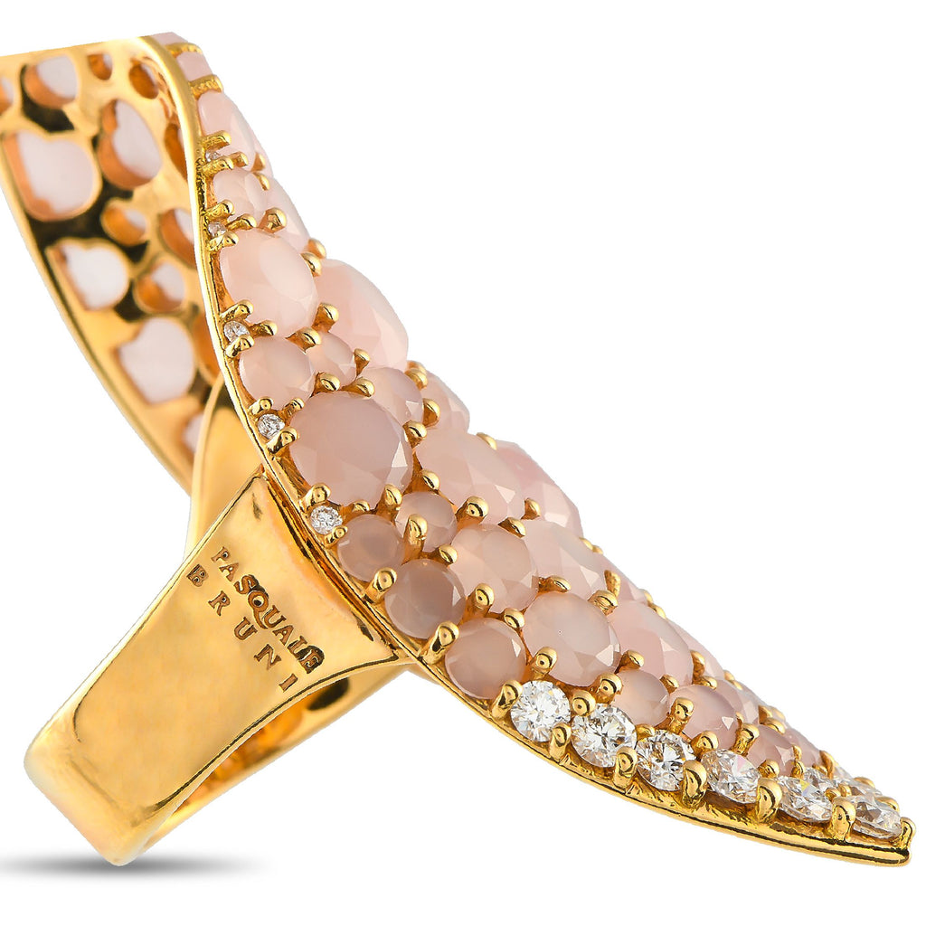 Pasquale BruniLakshmi Gardens 18K Yellow Gold 0.78ct Diamond and Pink Quartz Ring