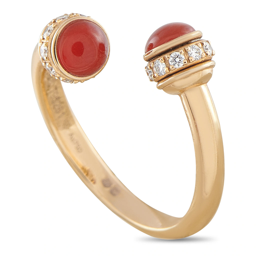 Piaget Possession 18K Rose Gold Diamond Carnelian Ring