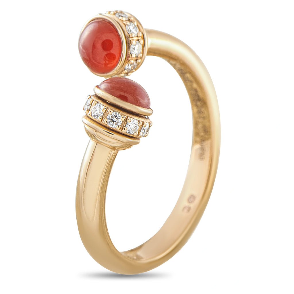 Piaget Possession 18K Rose Gold Diamond Carnelian Ring