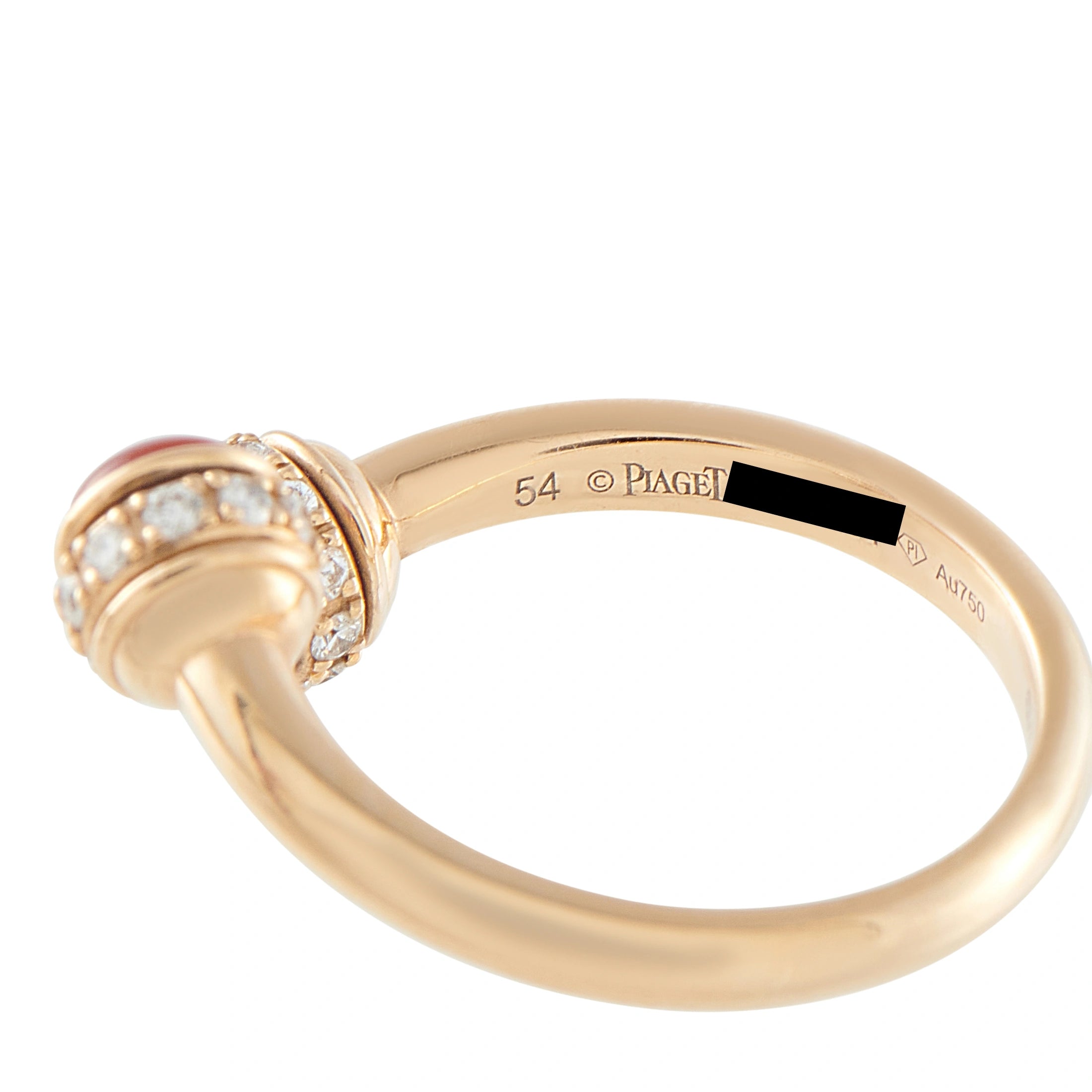 Piaget Possession 18K Rose Gold Diamond Carnelian Ring