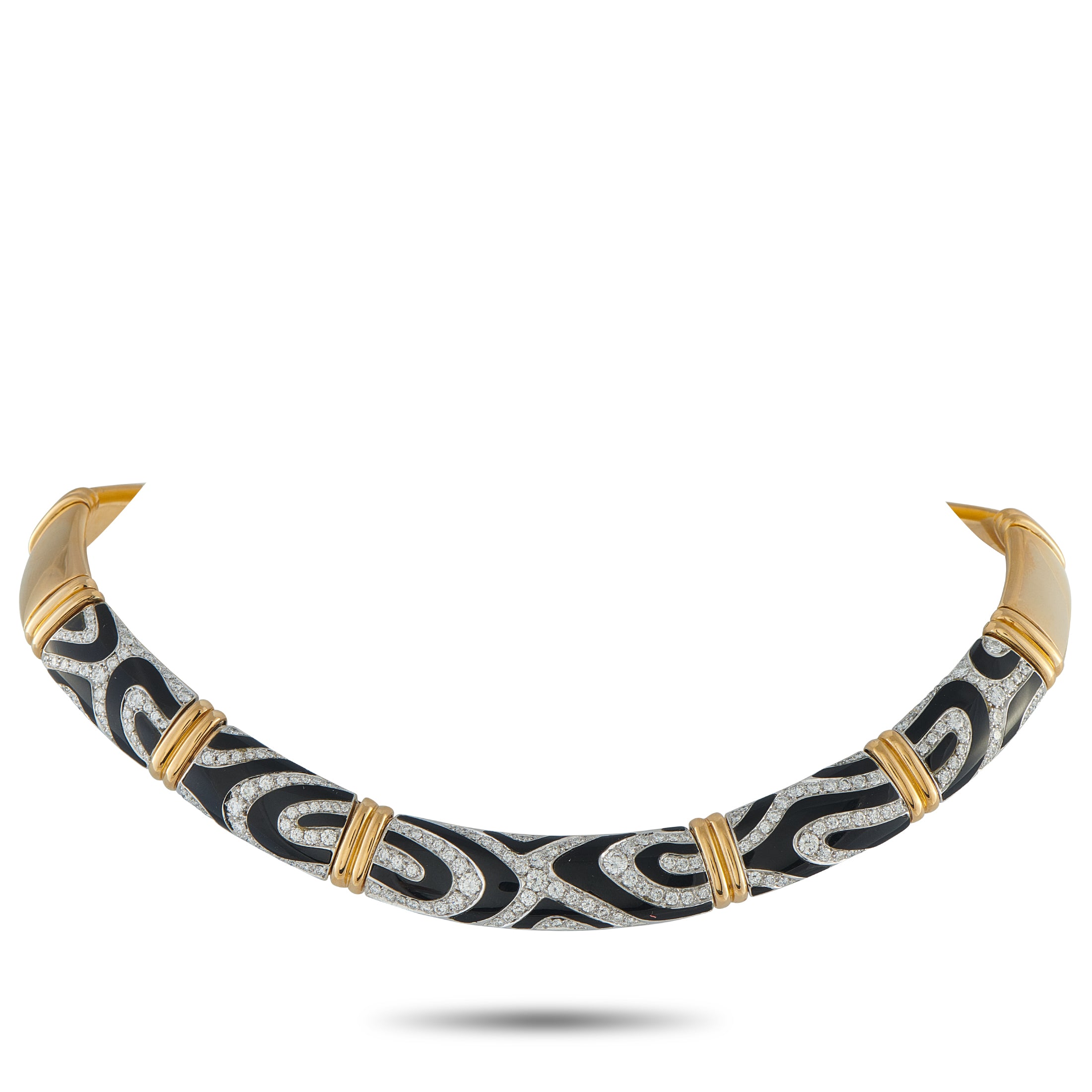 Picchiotti18K Yellow Gold 4.52ct Diamond and Enamel Necklace – Bold colors and luxury materials come together to create this 