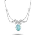 Vintage Platinum 20.0ct Diamond and Paraiba Tourmaline Necklace
