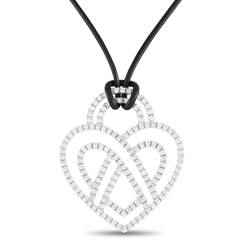 Poiray18K White Gold 3.75ct Diamond Heart Necklace PPC8952 – A grand display of style from Poiray, this large pendant necklac