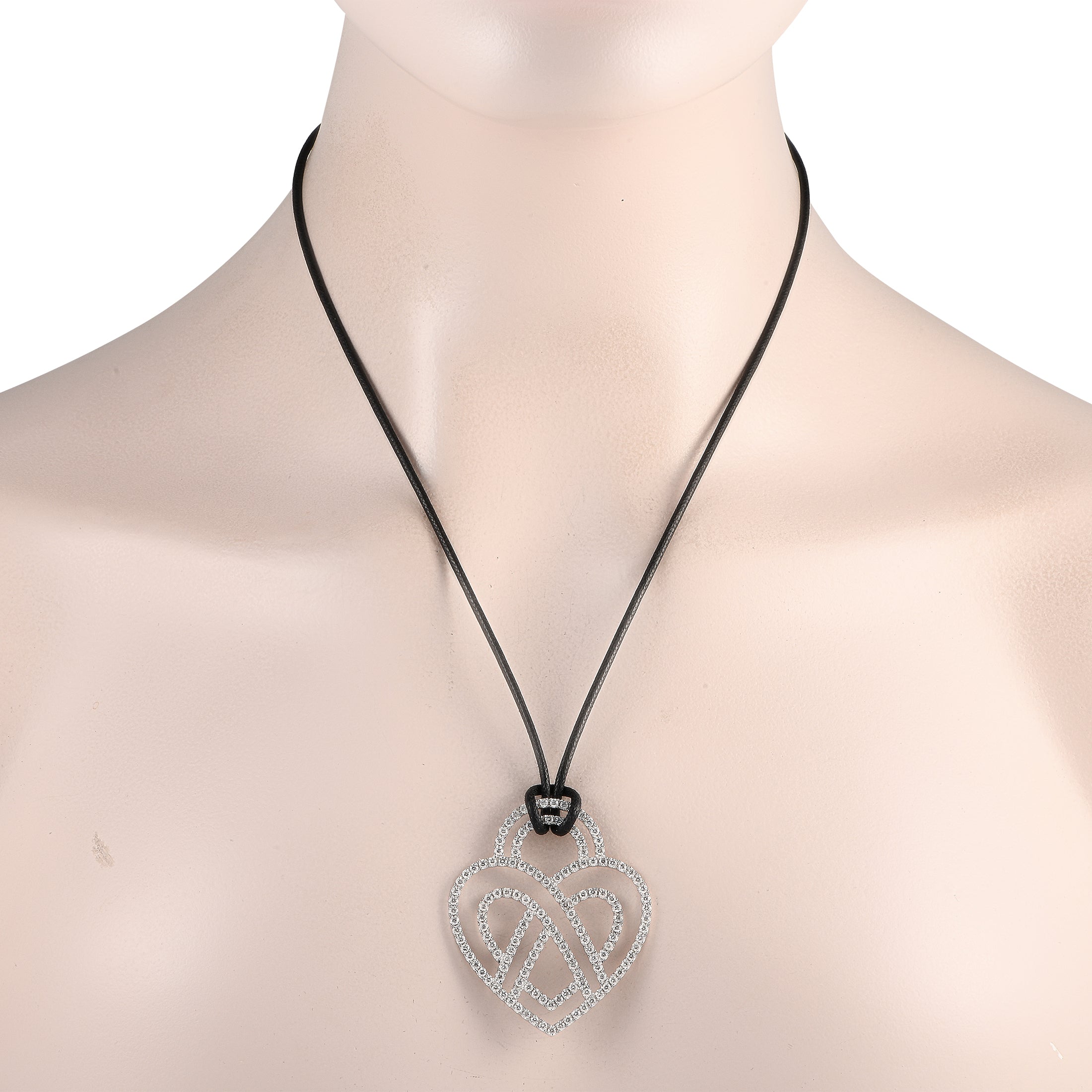 Poiray 18K White Gold 3.75ct Diamond Heart Necklace