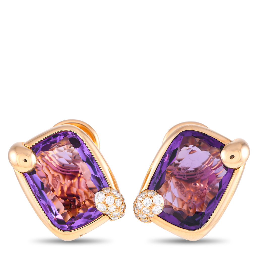 PomellatoRitratto 18K Yellow Gold Diamond and Amethyst Earrings
