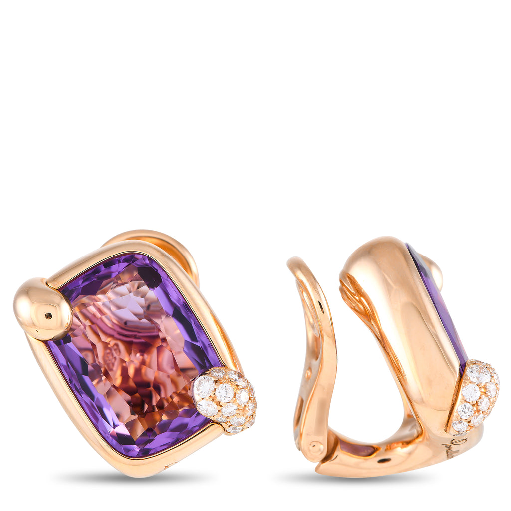 PomellatoRitratto 18K Yellow Gold Diamond and Amethyst Earrings