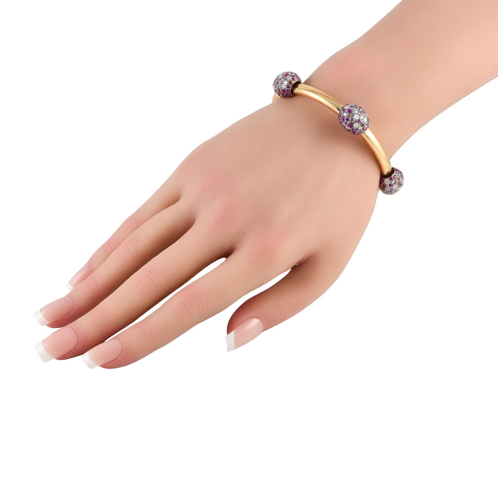 Pomellato Tango 18K Rose Gold, Silver, Diamond and Pink Sapphire Bracelet