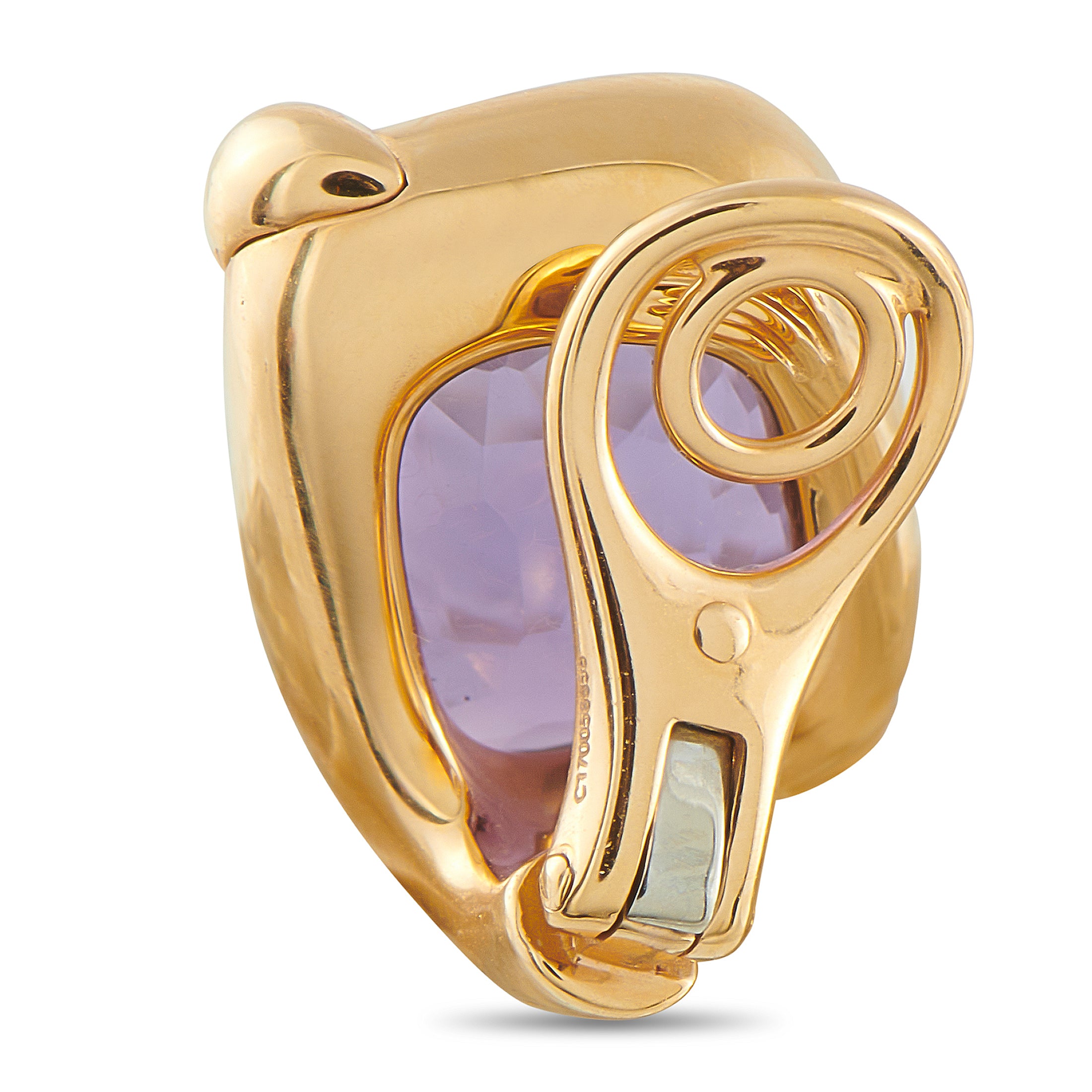 Pomellato Ritratto 18K Yellow Gold Diamond and Amethyst Clip-On Earrings