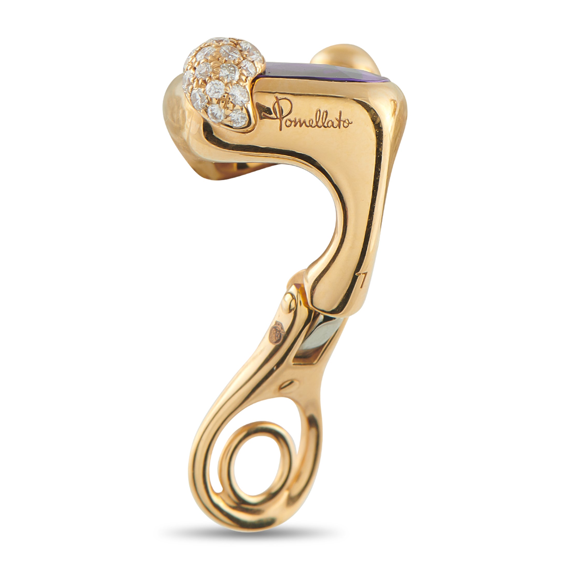 Pomellato Ritratto 18K Yellow Gold Diamond and Amethyst Clip-On Earrings