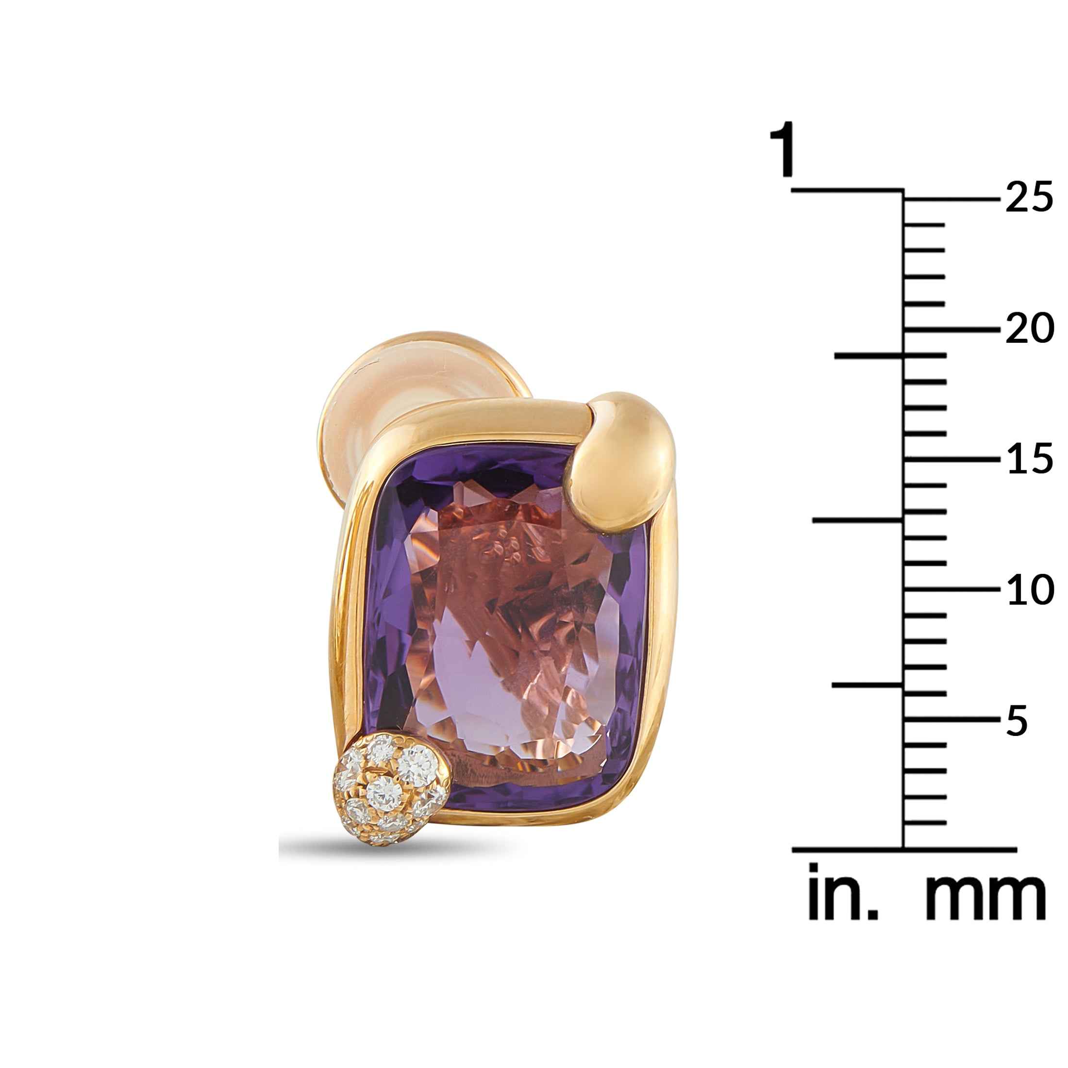 Pomellato Ritratto 18K Yellow Gold Diamond and Amethyst Clip-On Earrings