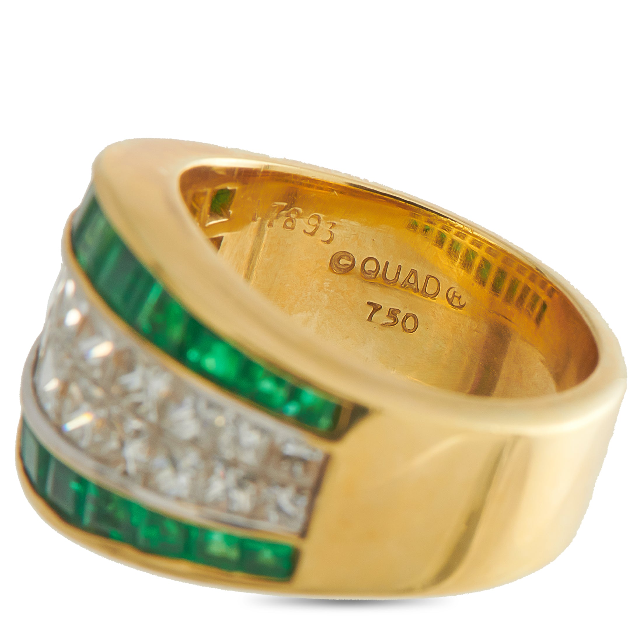 Quad18K Yellow Gold 1.75ct Diamond and Emerald Ring