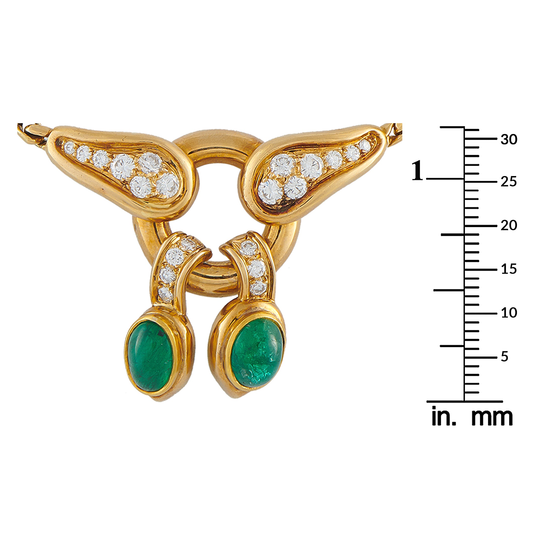 Rene Boivin 18K Yellow Gold 1.0ct Diamond and Emerald Necklace