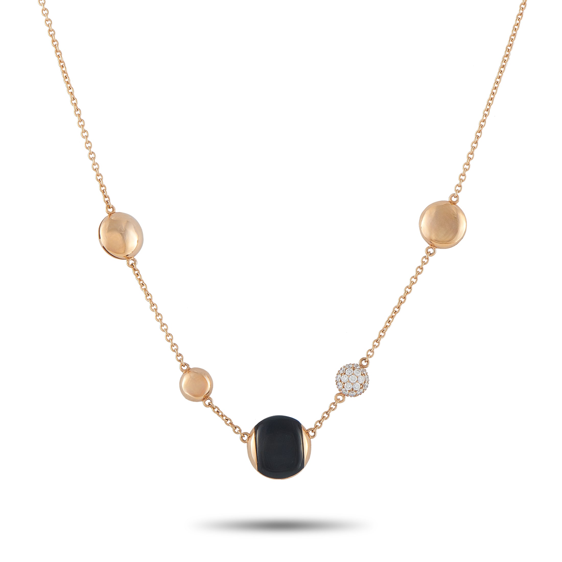 Roberto Coin 18K Rose Gold Diamond and Onyx Necklace