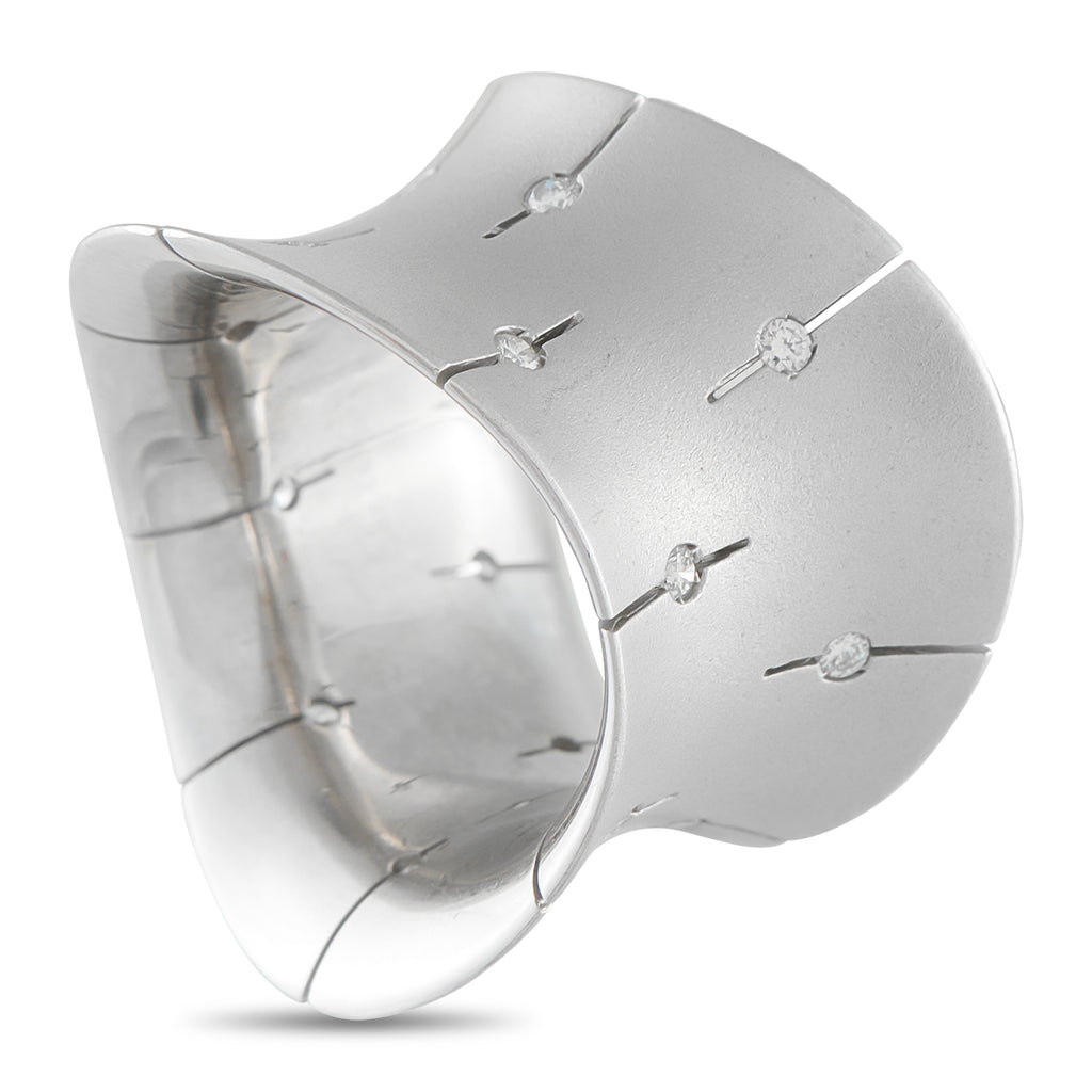 Roberto Coin 18K White Gold Diamond Wide Convex Ring