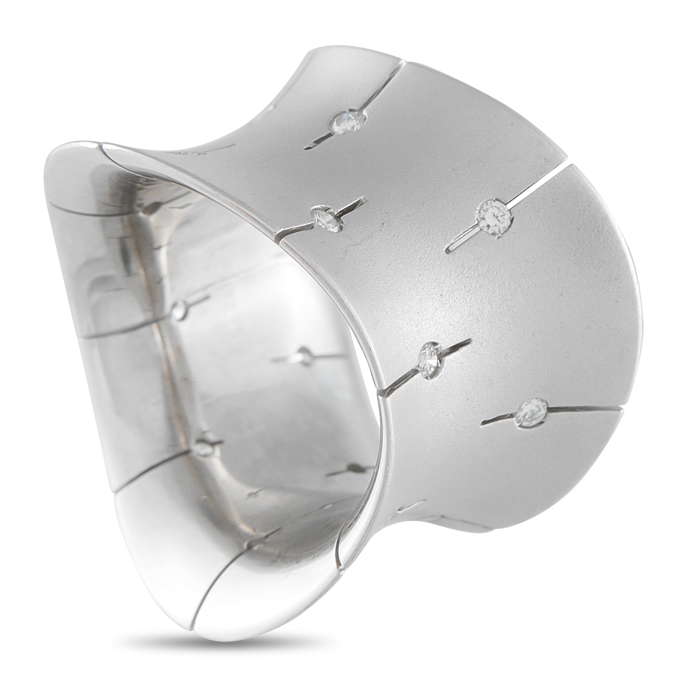 Roberto Coin 18K White Gold Diamond Wide Convex Ring