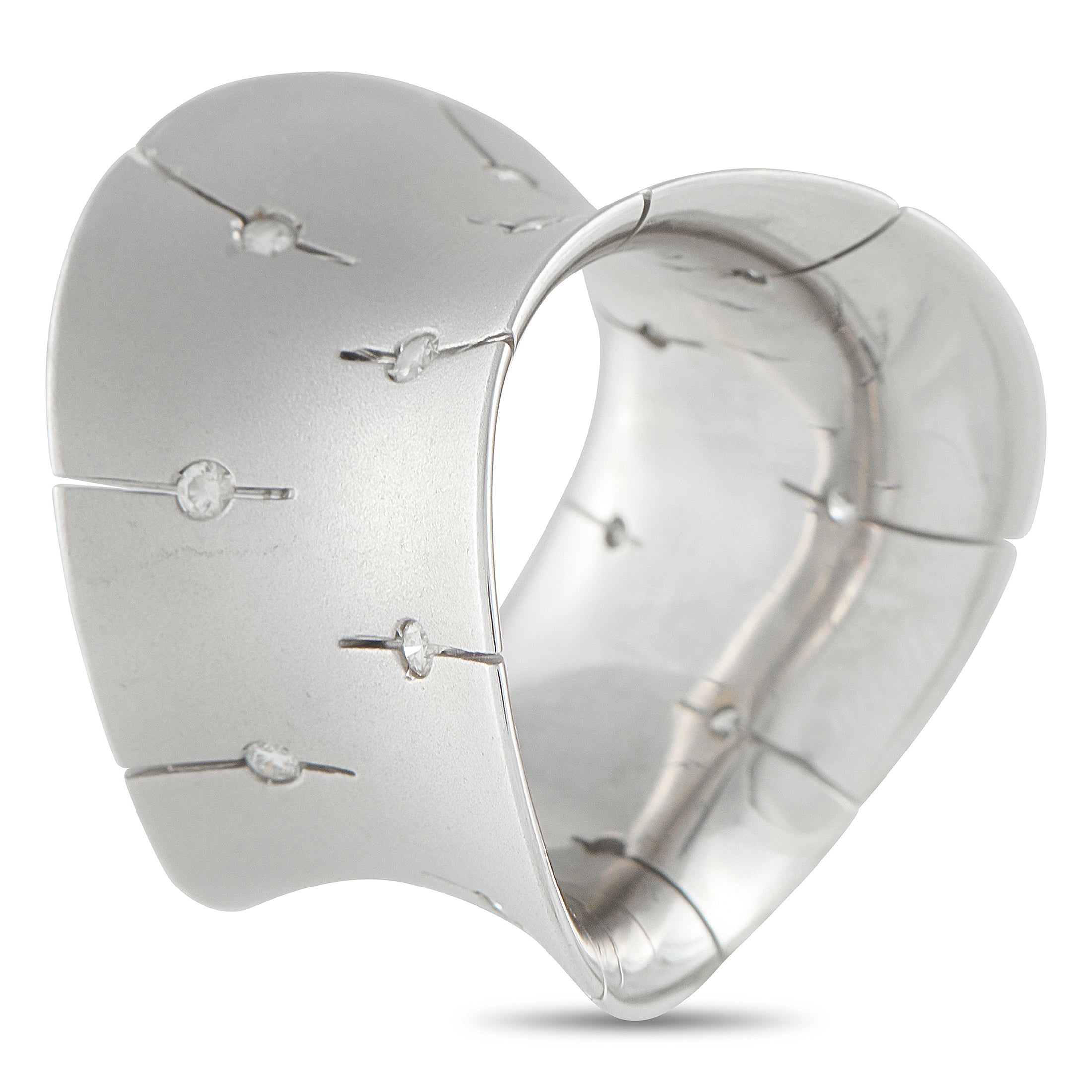 Roberto Coin 18K White Gold Diamond Wide Convex Ring