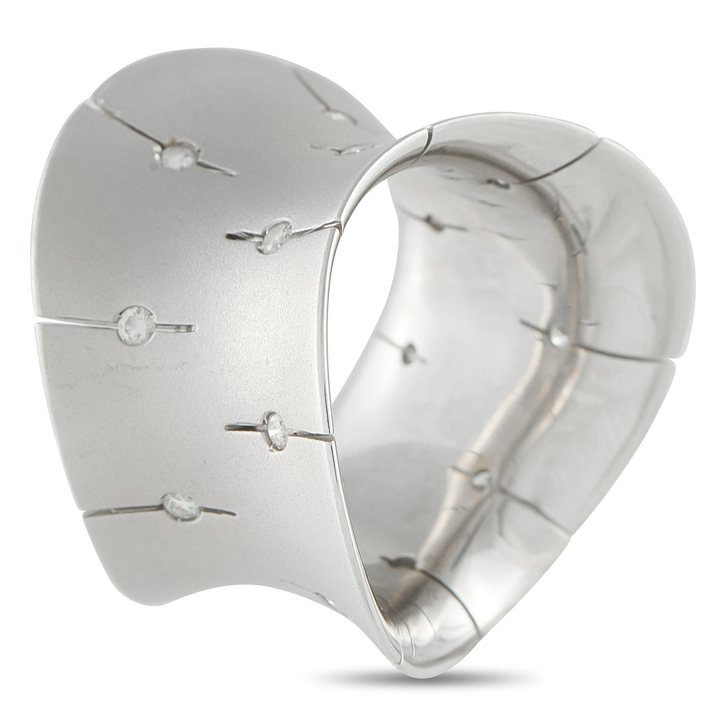 Roberto Coin 18K White Gold Diamond Wide Convex Ring