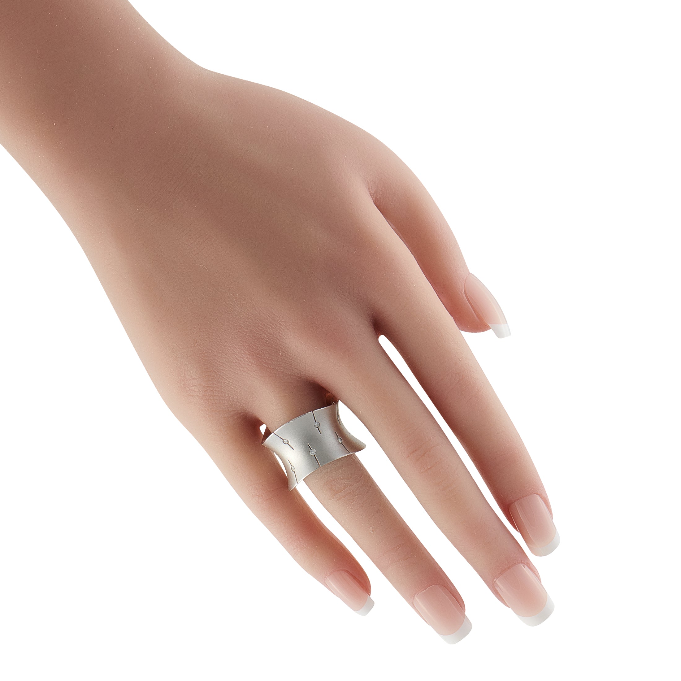 Roberto Coin 18K White Gold Diamond Wide Convex Ring