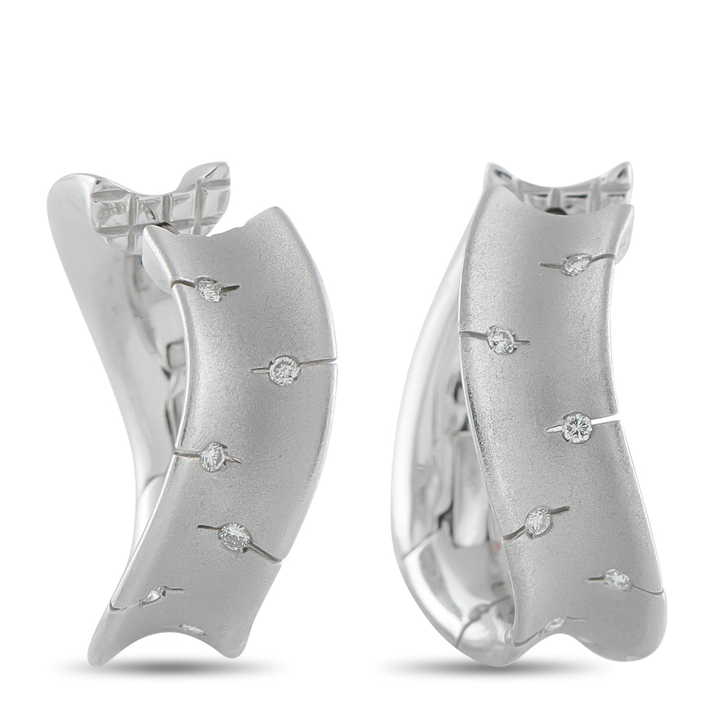 Roberto Coin 18K White Gold Convex Hoop Earrings – These hoops make a striking impression through their sculpted volume and s