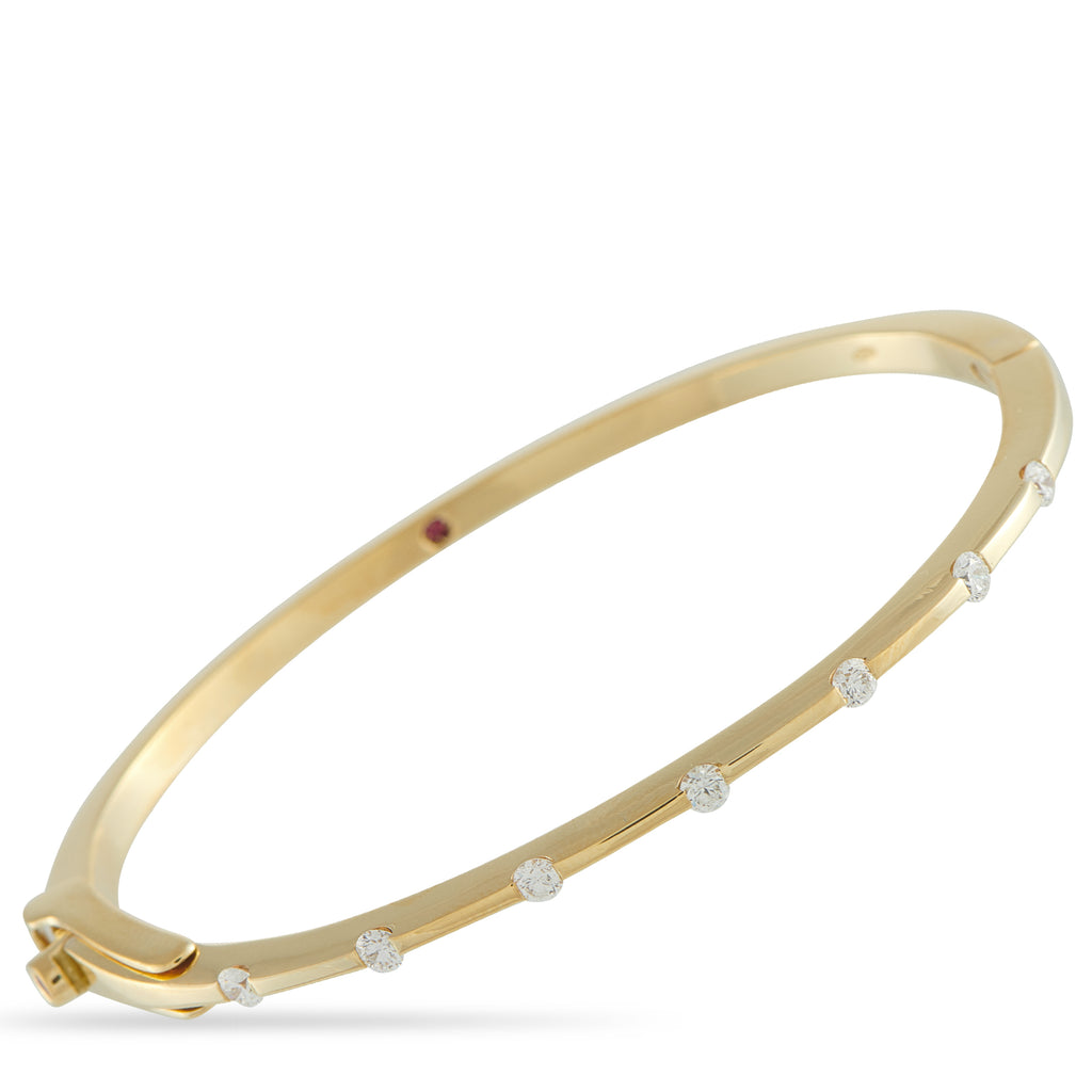 Roberto Coin 18K Yellow Gold 0.35ct Diamond Disc Bracelet – Shaped with the grace of Italian artistry, this Roberto Coin bang