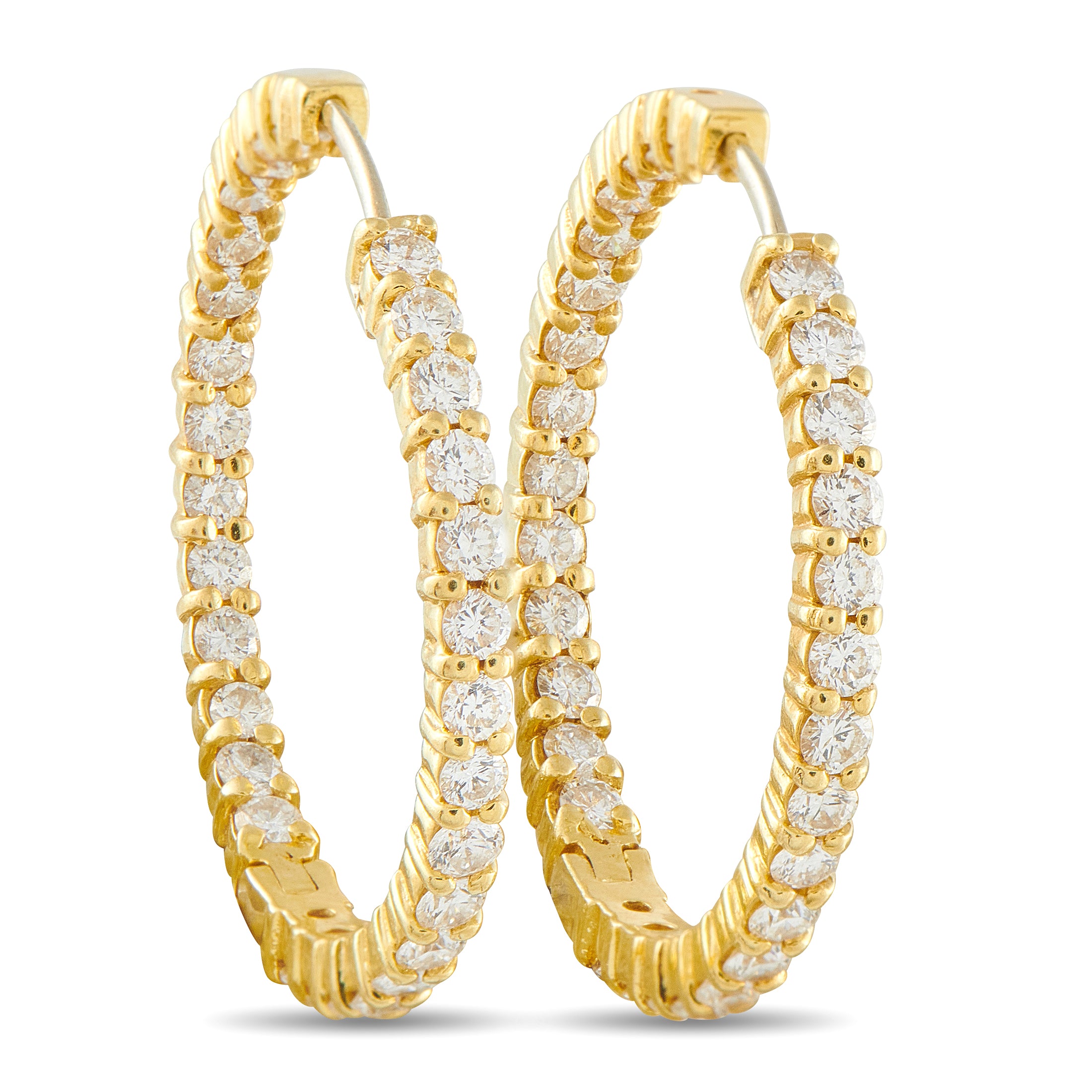 ROBERTO COIN 18K Yellow Gold 2.85ct Diamond Hoop Earrings