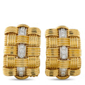 Woven 18K yellow gold clip earring with white-gold diamond bars