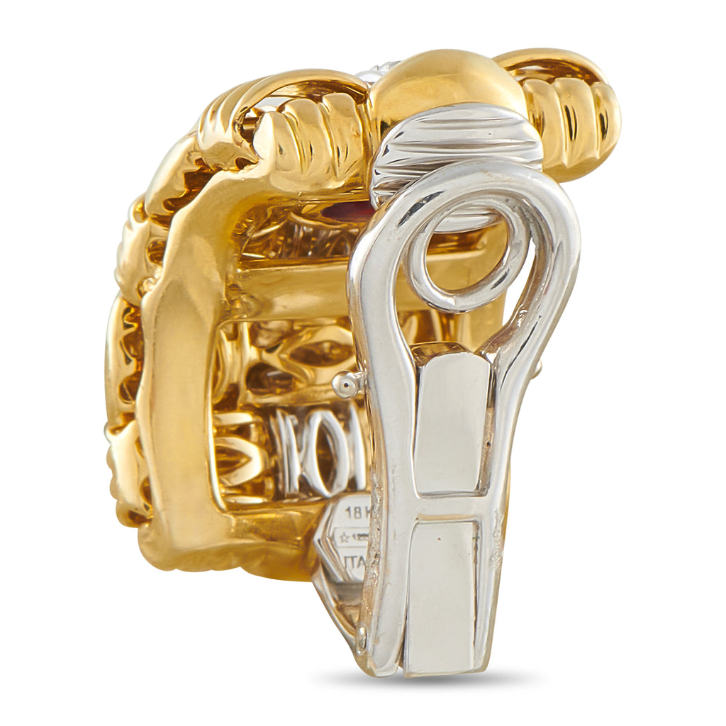 ROBERTO COIN Appassionata 18K White and Yellow Gold Woven Clip-On Earrings