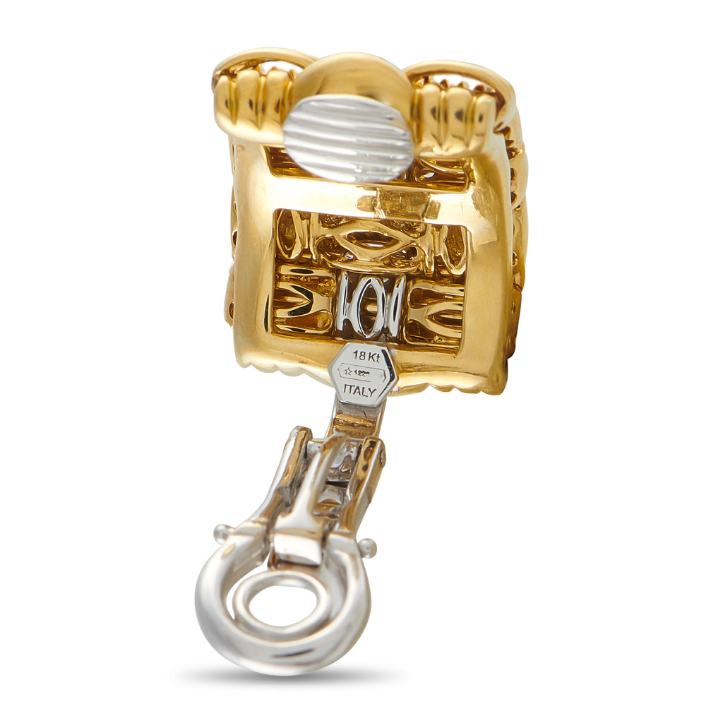 ROBERTO COIN Appassionata 18K White and Yellow Gold Woven Clip-On Earrings