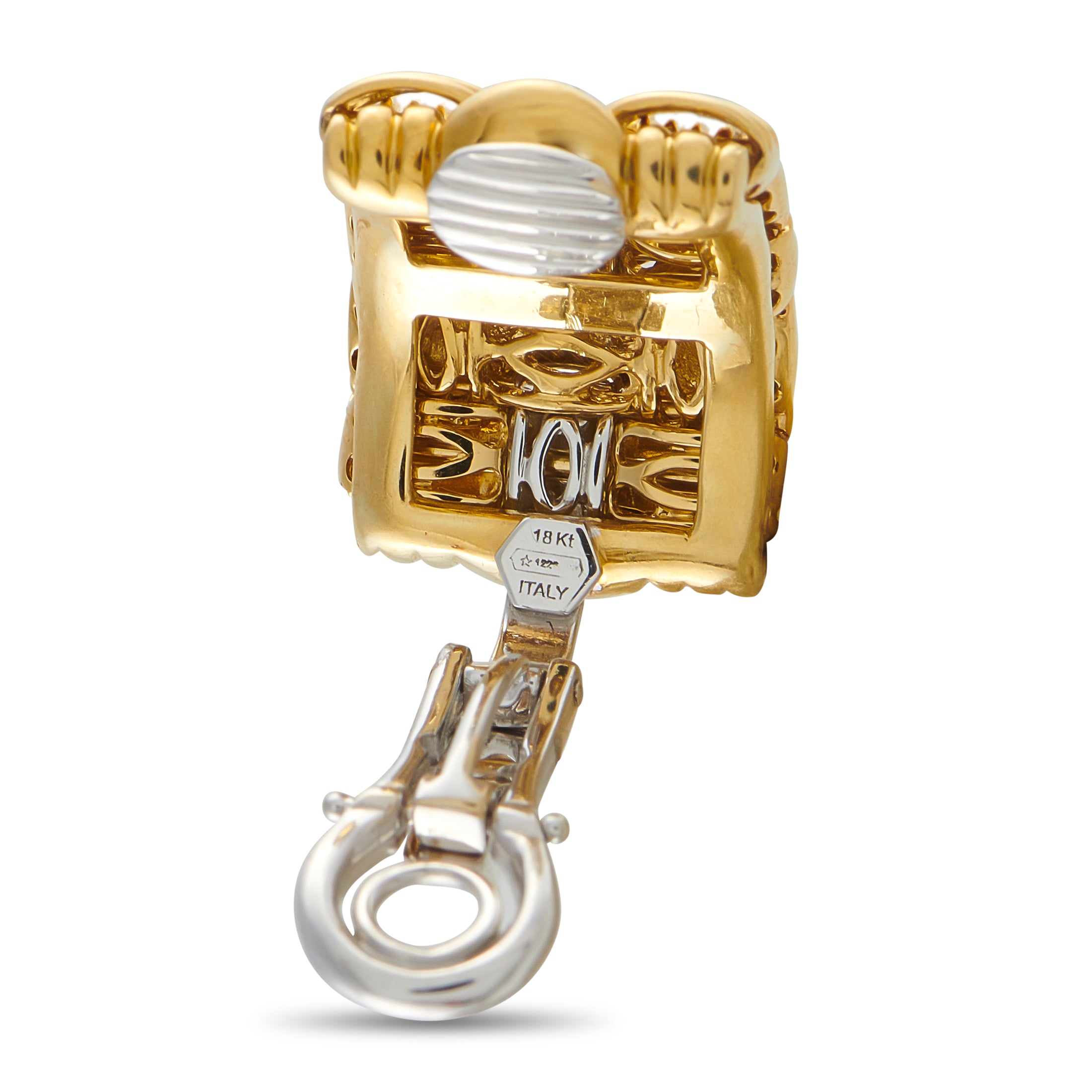 ROBERTO COIN Appassionata 18K White and Yellow Gold Woven Clip-On Earrings