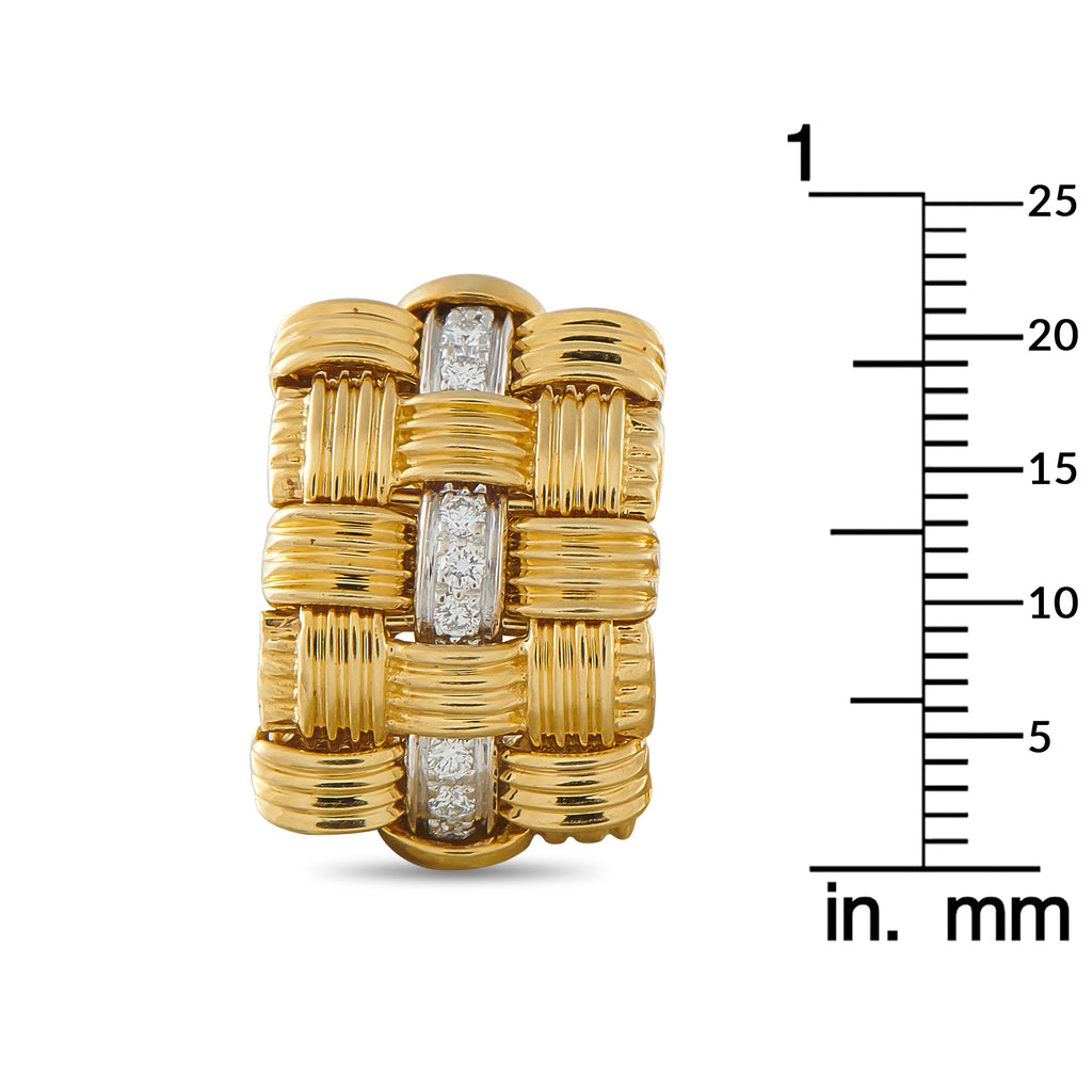 ROBERTO COIN Appassionata 18K White and Yellow Gold Woven Clip-On Earrings