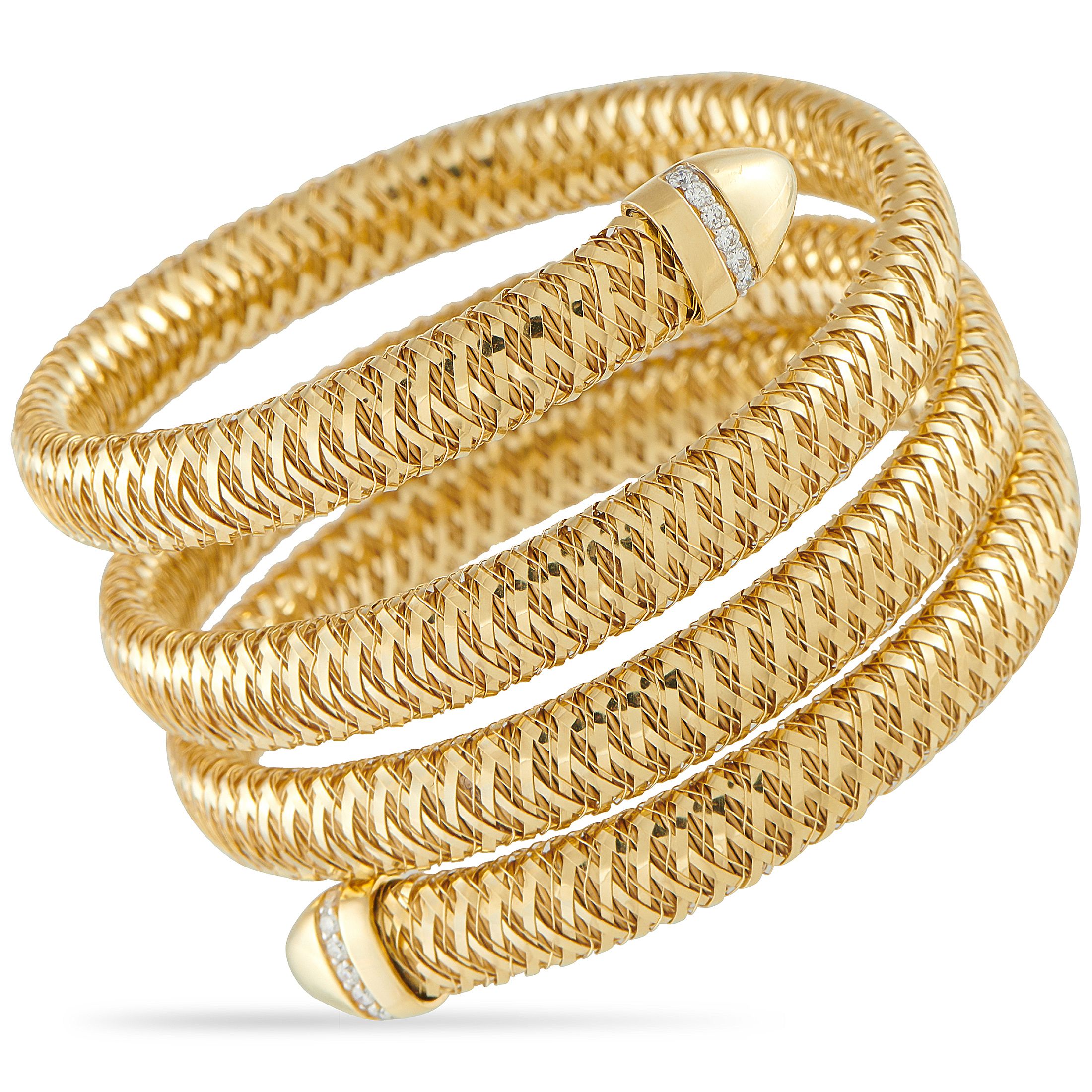 Roberto CoinPrimavera 18K Yellow Gold Coil Bracelet RC07-102825 – This stunning Roberto Coin Primavera bracelet is incredibly