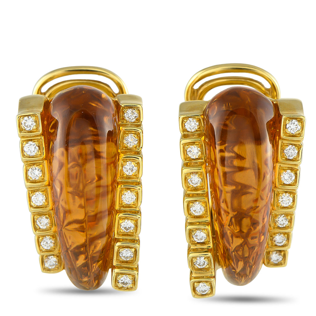 Roberto Legnazzi18K Yellow Gold 0.56ct Diamond and Citrine Earrings