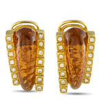 Roberto Legnazzi18K Yellow Gold 0.56ct Diamond and Citrine Earrings – An Italian designer known for his bold and breathtaking