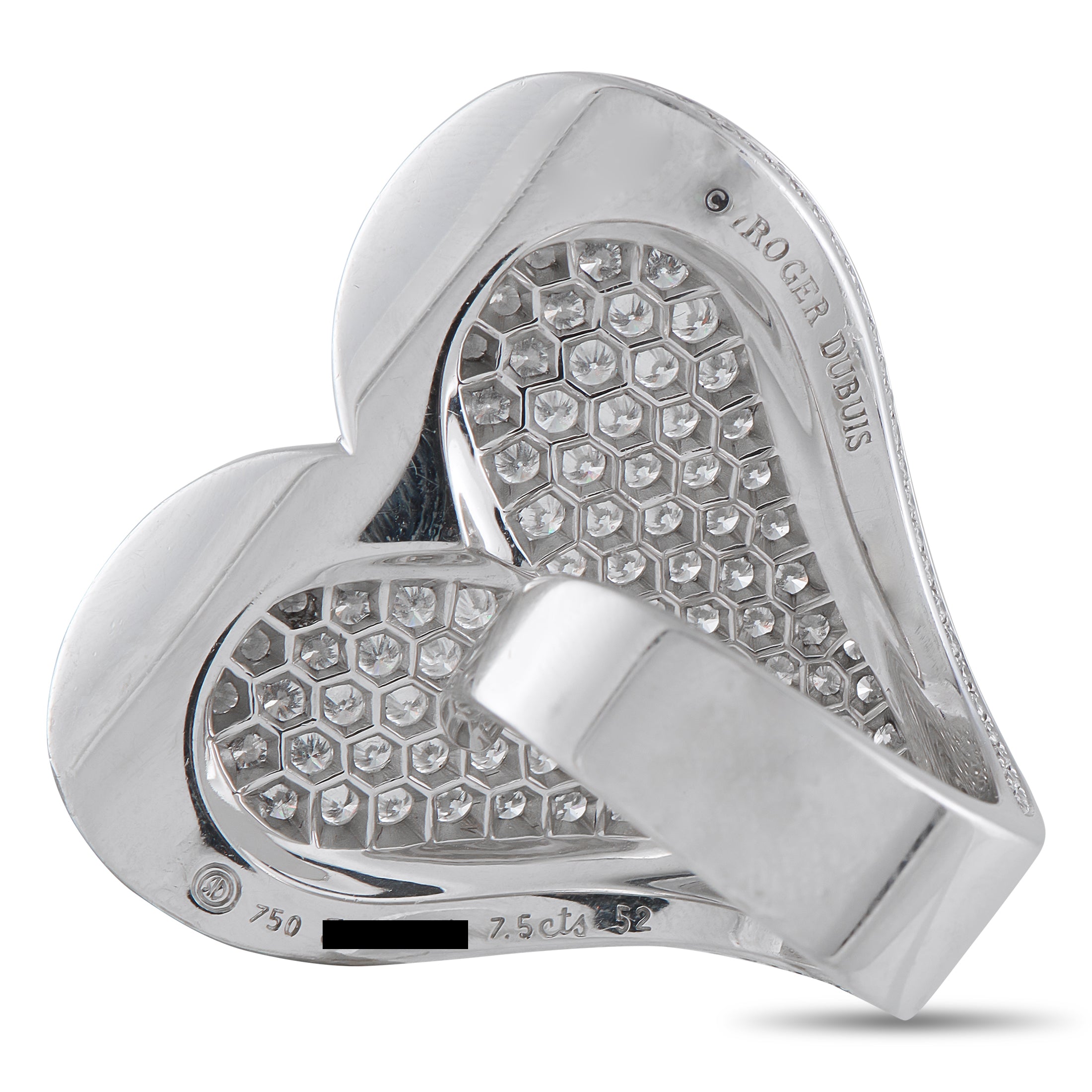 Roger Dubuis18K White Gold 7.5ct Diamond Heart Statement Ring