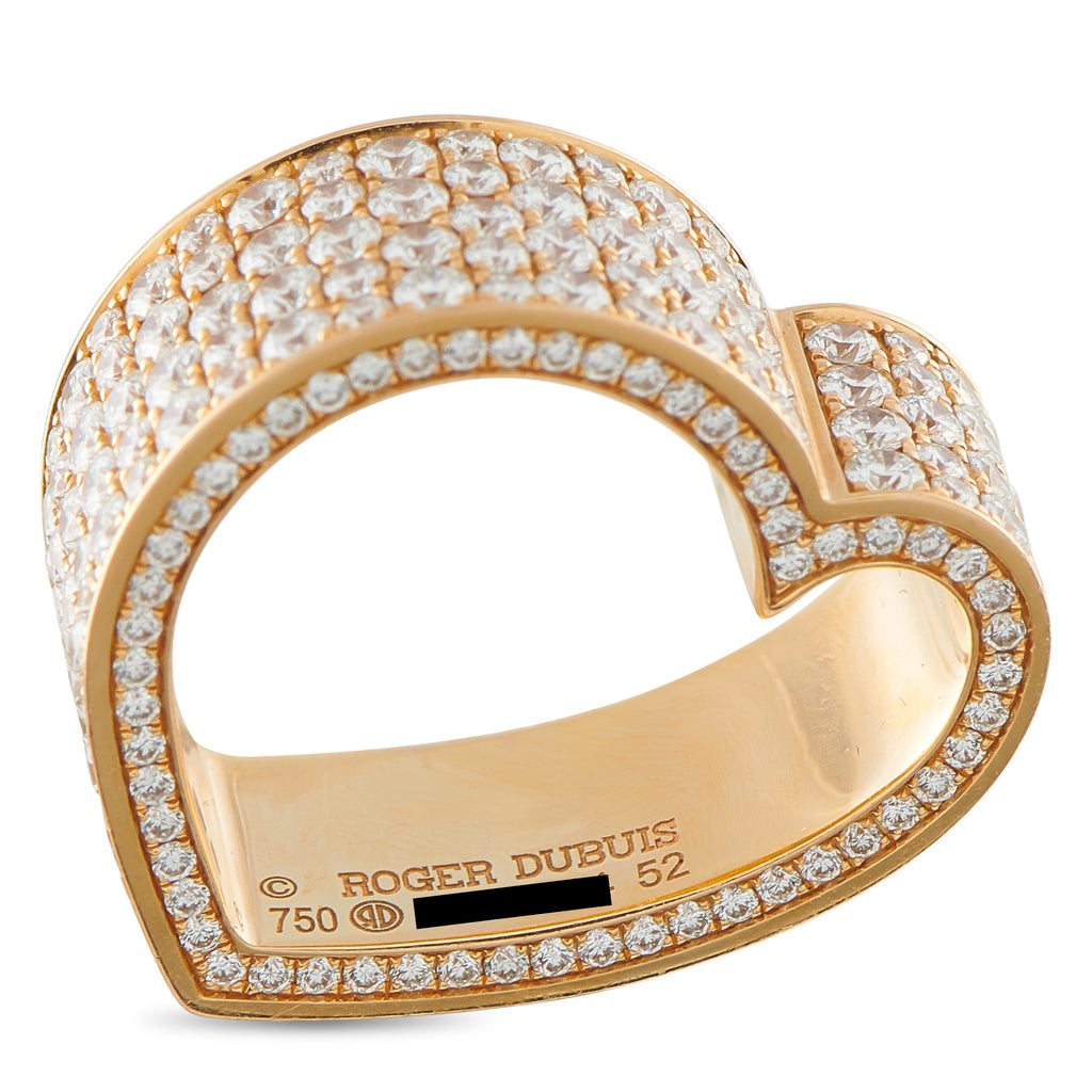ROGER DUBUIS 18K Yellow Gold 5.67ct Diamond Heart Ring