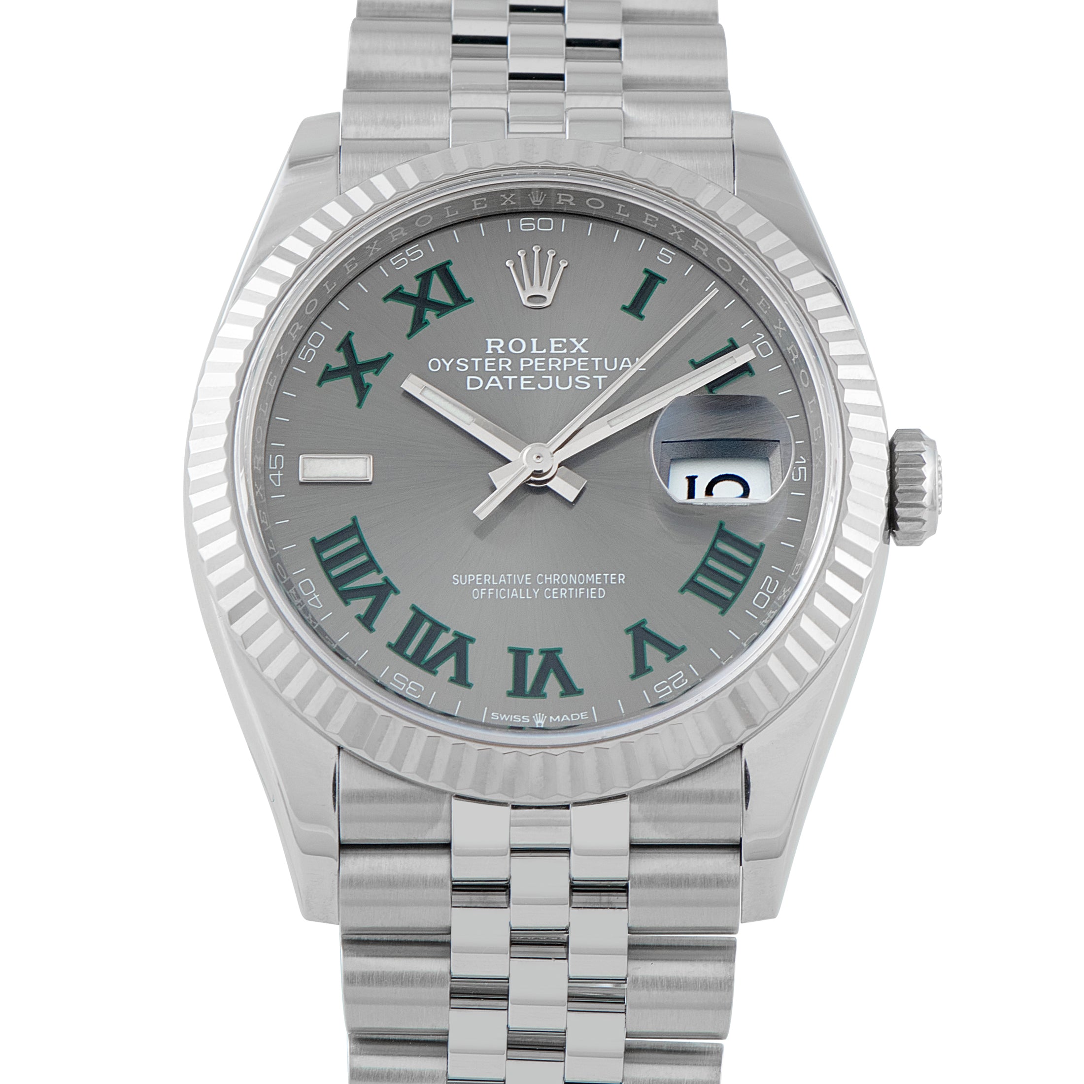 Rolex Datejust 36 Wimbledon Dial Steel Jubilee Watch