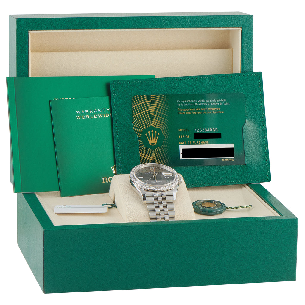 Rolex Datejust 36 Wimbledon Dial Diamond Bezel Jubilee Watch