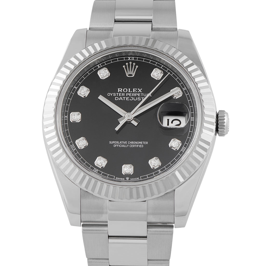 Rolex Datejust 41 Black Diamond Dial Steel Oyster Watch