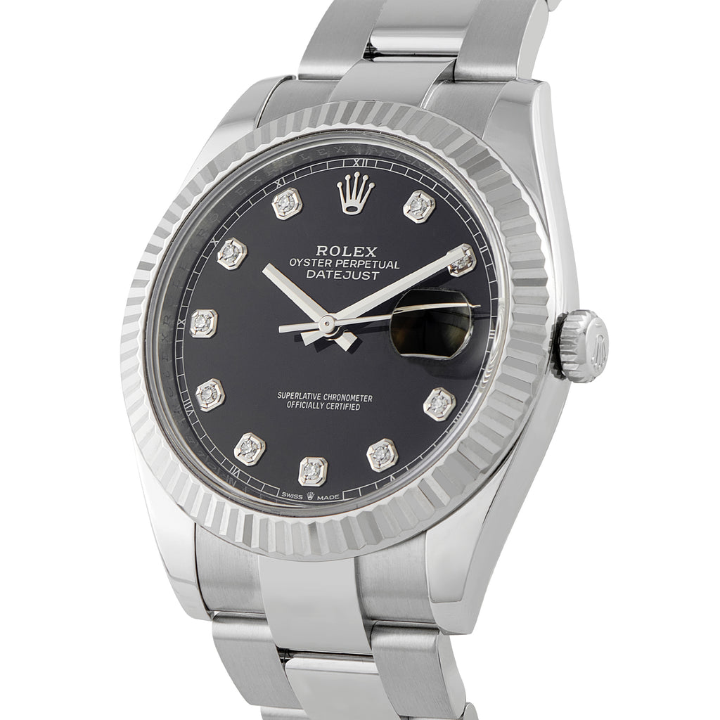 Rolex Datejust 41 Black Diamond Dial Steel Oyster Watch