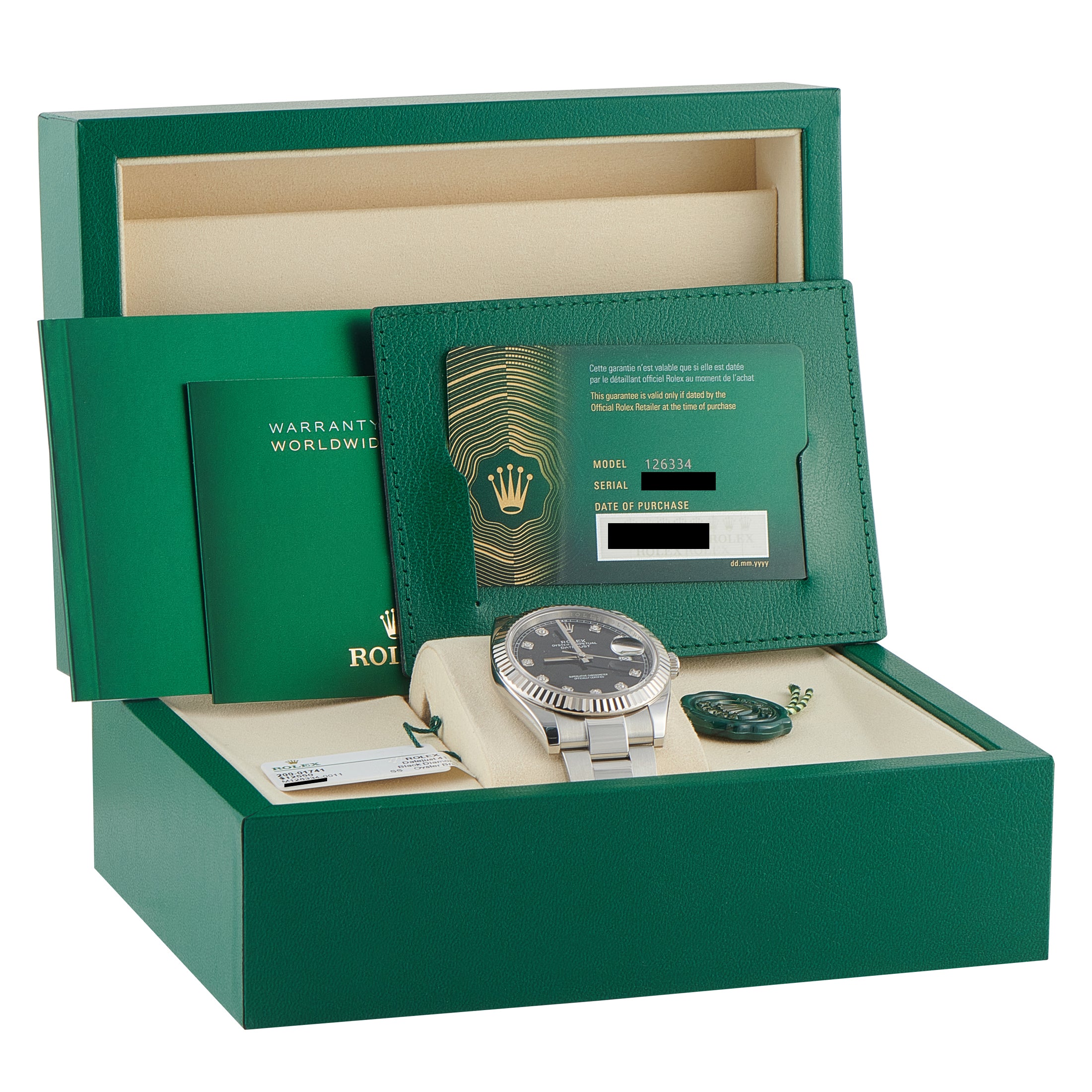 Rolex Datejust 41 Black Diamond Dial Steel Oyster Watch