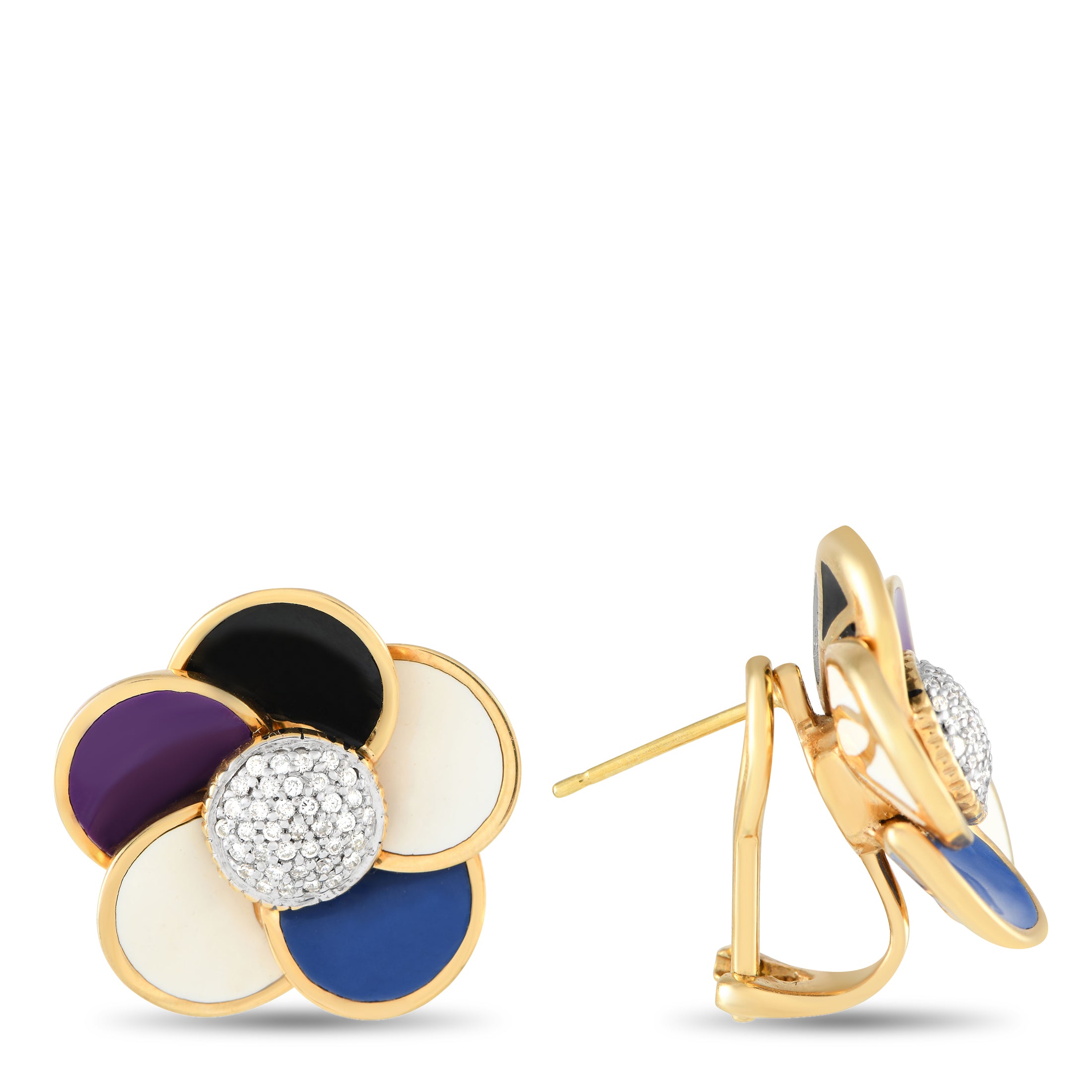 Rosato18K Yellow Gold 0.27ct Diamond and Enamel Earrings