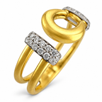 Roberto Coin 18K yellow gold ring with diamond-set rectangular cluster and open heart top
