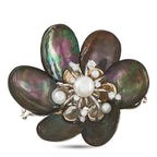 Seaman Schepps 18K White Gold 0.40ct Diamond and Pearl Brooch