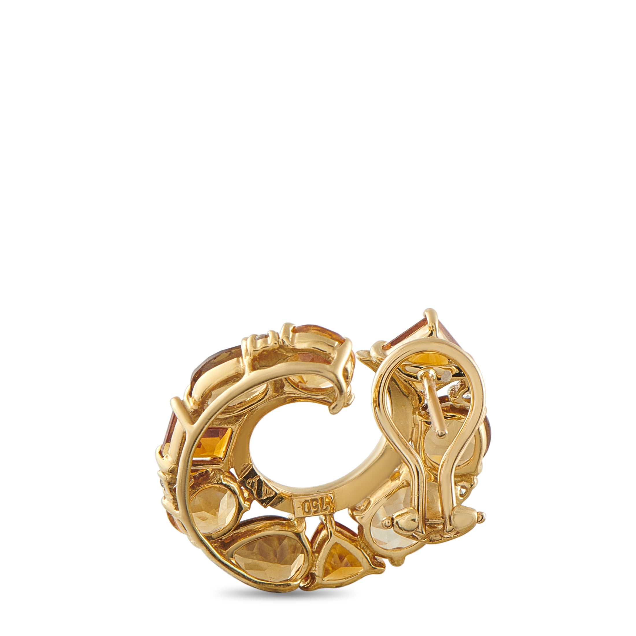 Seaman Schepps 18K Yellow Gold Colored Gemstone Earrings