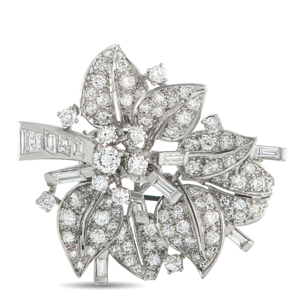 Seaman ScheppsPlatinum 4.50ct Diamond Brooch – This Seaman Schepps brooch is filled with intricate details