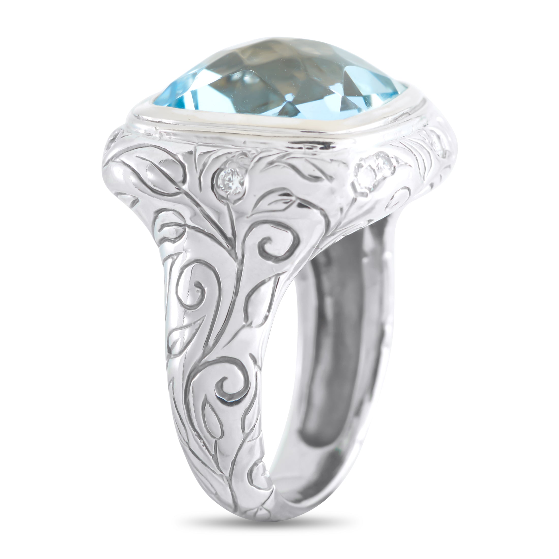 SEIDENGANG 18K White Gold Diamond and Topaz Ring