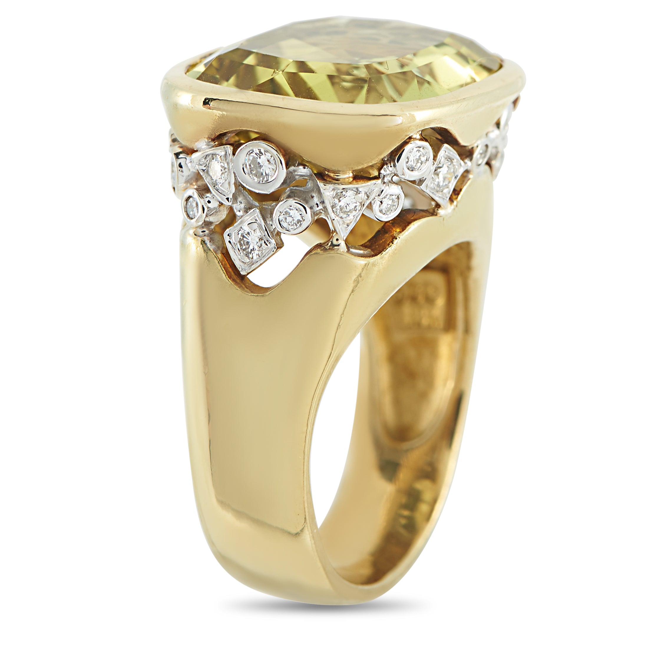 Seiden Gang 18K Yellow Gold 0.40ct Diamond and Citrine Ring