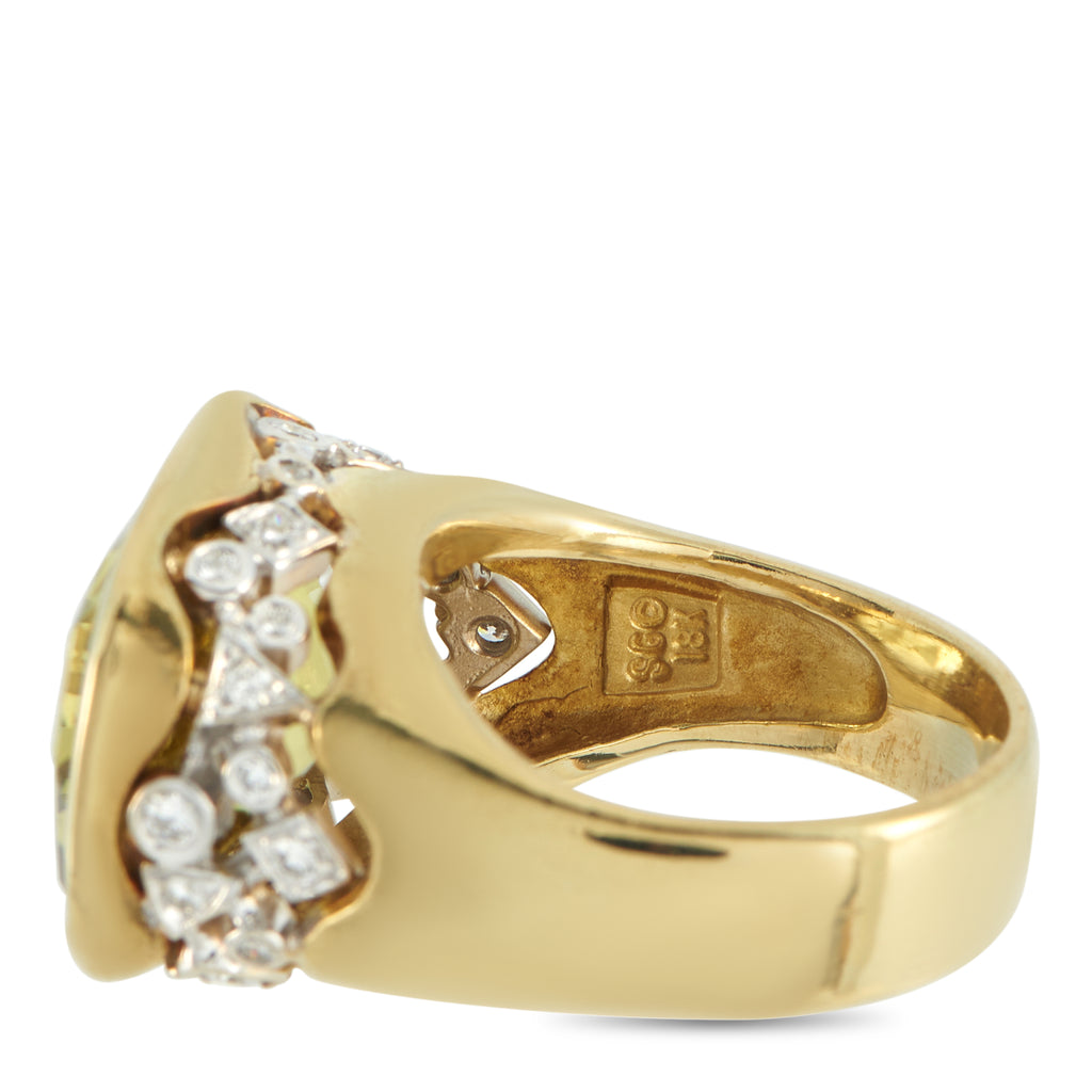 Seiden Gang 18K Yellow Gold 0.40ct Diamond and Citrine Ring