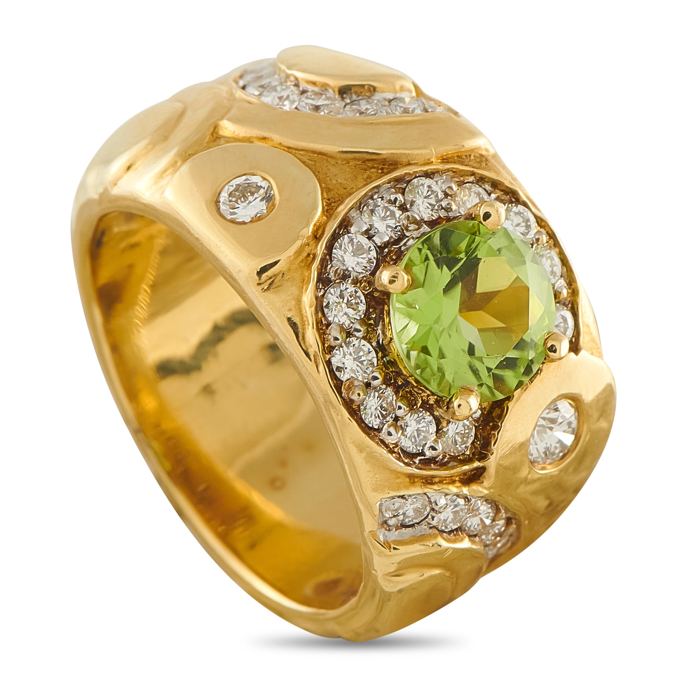 SEIDENGANG 18K Yellow Gold 0.60ct Diamond and Peridot Ring